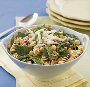 Lemony Fusilli with Chickpeas, Raisins, and Spinach